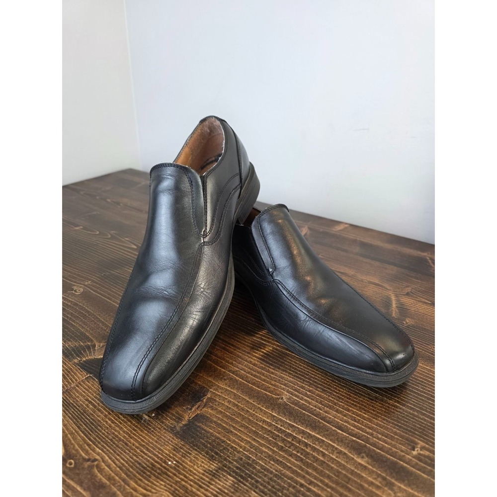 GH Bass & Co Glenn Men's Dress Shoes Size 11.5 M Black Leather Slip On Loafers - Picture 2 of 13